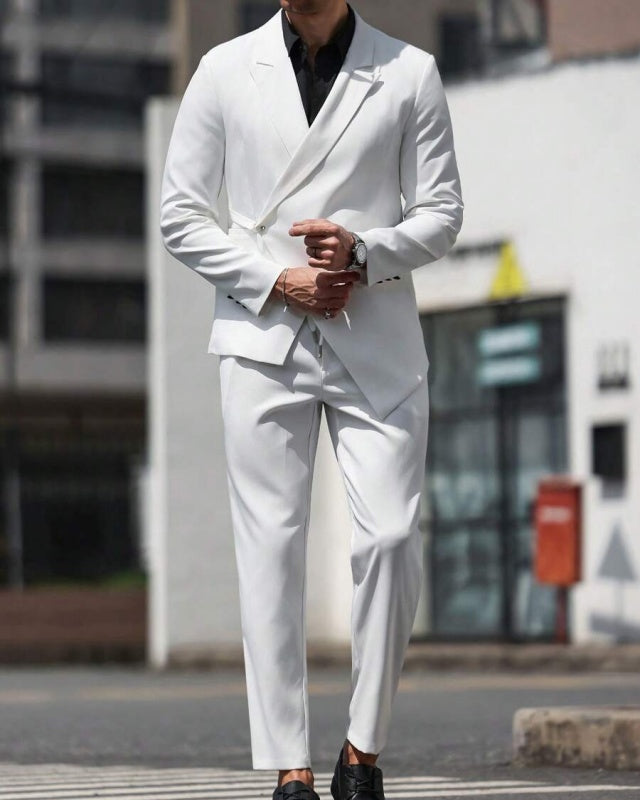 Modern White Notched Lapel Slim Fit Prom Suit For Men