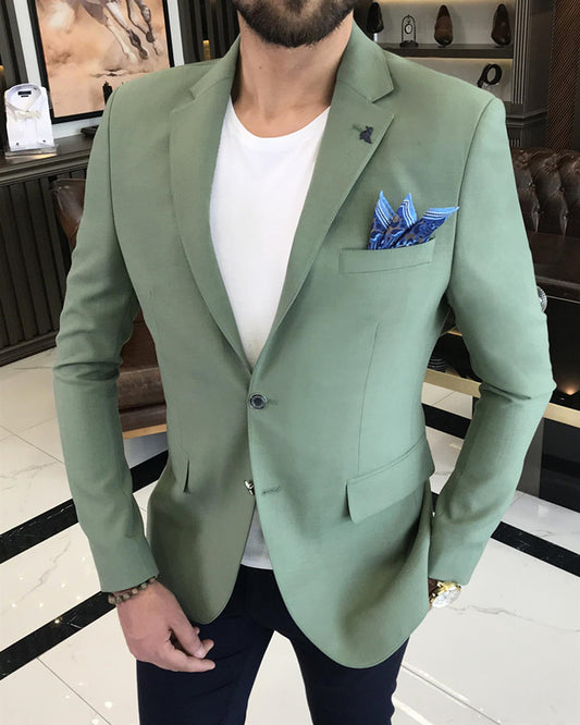 Chic Green Best Fitted Notched Lapel Prom Men Suit