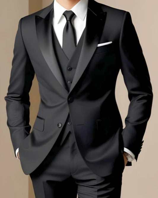 Classic Black 3 Pieces Slim Fit Wedding Men Suits