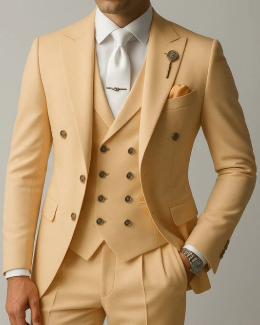 Chic Yellow 3 Pieces Best Fitted Prom Suits For Men