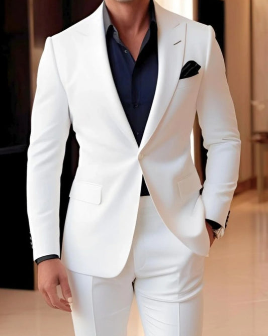 New Arrival White Peaked Lapel Best Fitted Prom Suits For Men