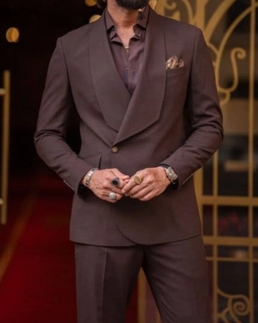 Bespoke Brown Shawl Lapel Prom Men Suits