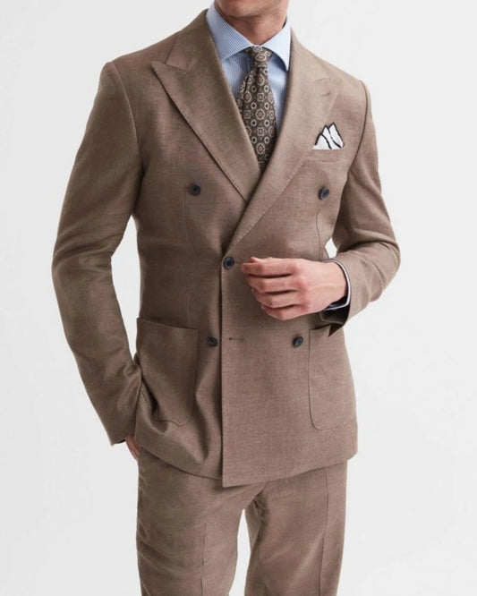 Modern Brown Double Breasted Business Men Suits