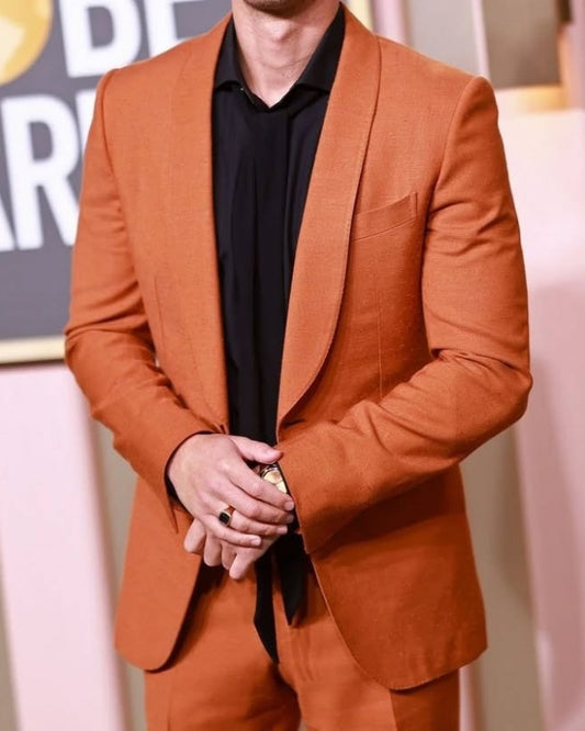 Glamorous Orange Shawl Lapel Wedding Men Suits
