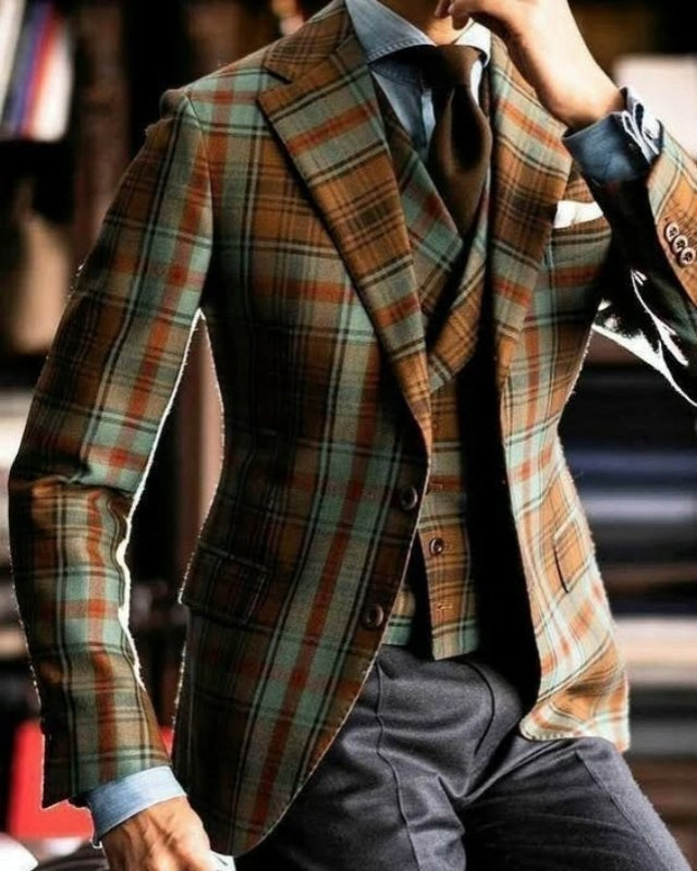 Generous More Colors Plaid 3 Pieces Notched Lapel Prom Suits