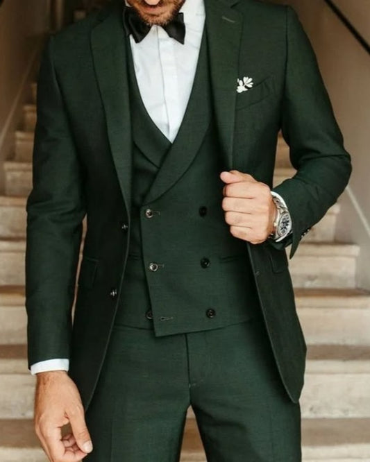 Stylish Dark Green 3 Pieces Notched Lapel Prom Suits With Waistcoat