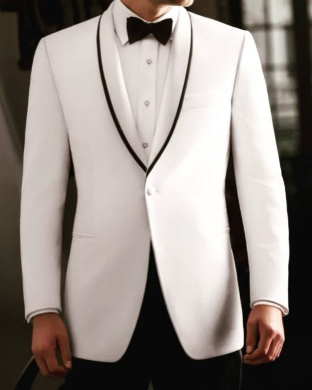 Modern White Shawl Lapel Stylish Wedding Men Suits