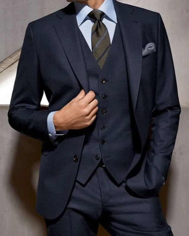 Formal Black 3 Pieces Notched Lapel Business Men Suits