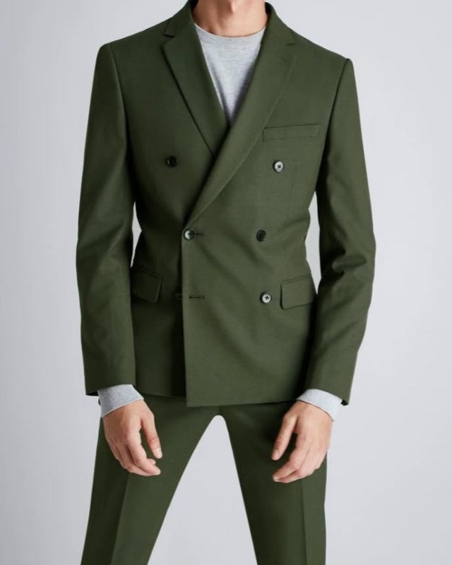 Chic Dark Green Double Breasted Notched Lapel Prom Men Suits