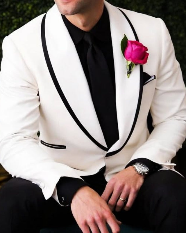 Elegant White Shawl lapel Best Fitted Wedding Men Suits