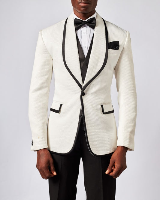 Chic White Small Plaid Three Pieces Close Fitting Wedding Men Suits