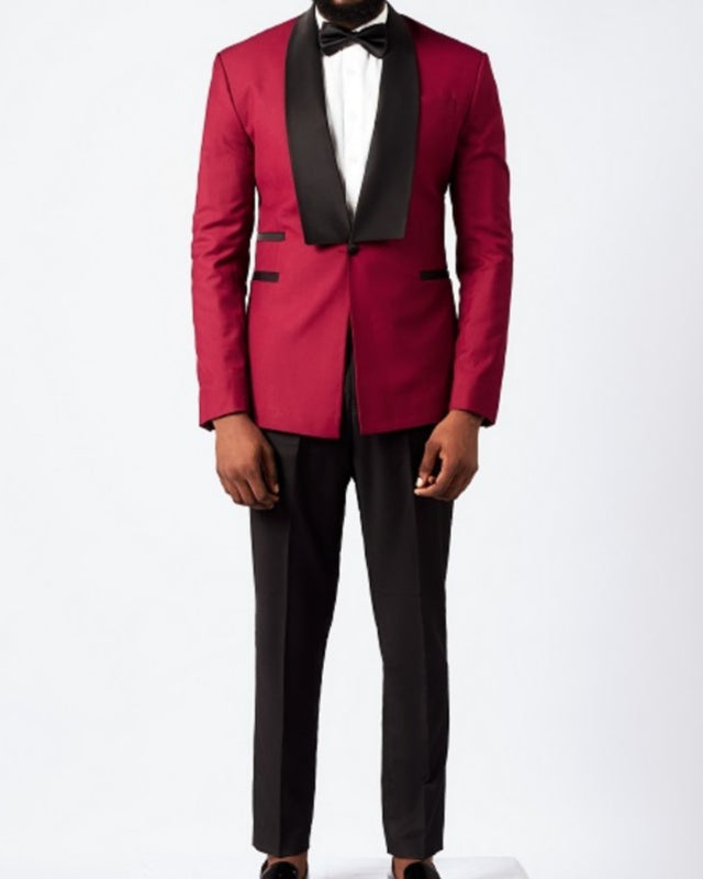 Gentle Burgundy Shawl Lapel Best Fitted Men's Wedding Suits