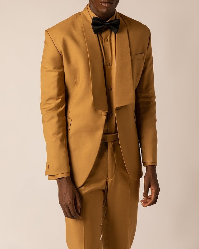 Stylish Tan Yellow Shawl Lapel Fashion Prom Men Suits