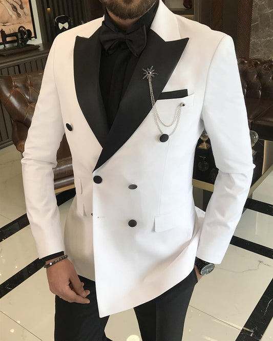 Classic White Double Breasted Fashion Prom Men Suit