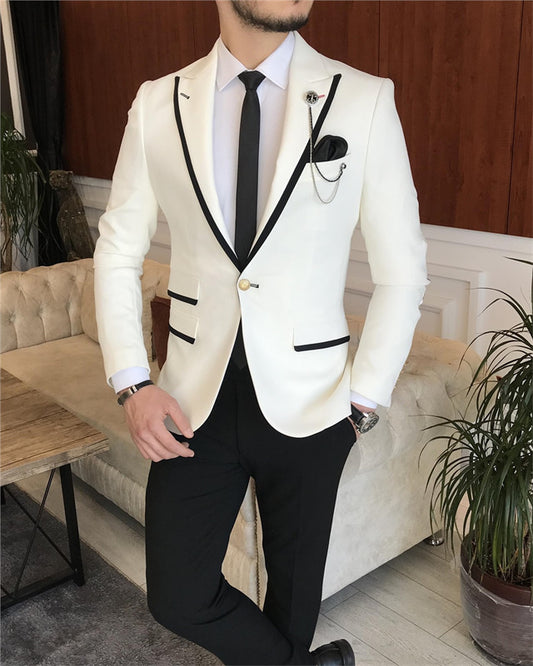 Classic White Two Pieces Best Fitted Bespoke Prom Men Suit