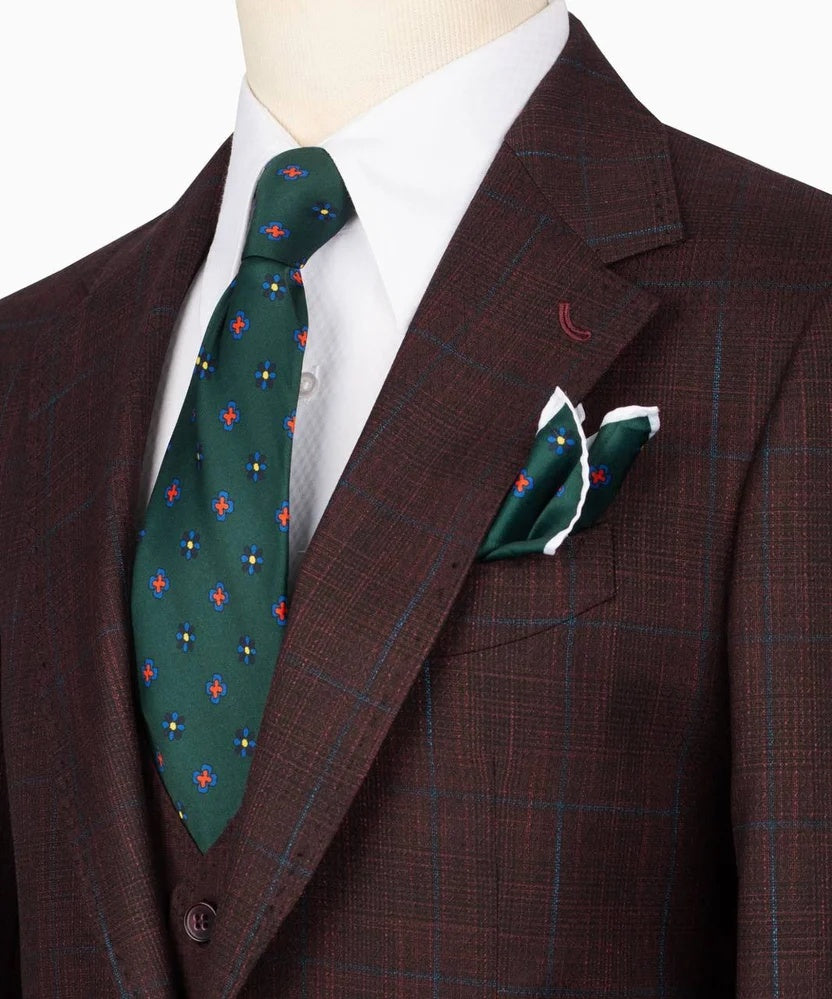 Gentle Brown 3 Pieces Blue Plaid Business Men Suit