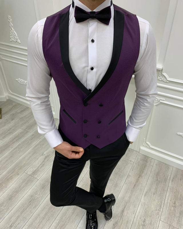 New Arrival Purple Best Fitting Three Pieces Shawl Lapel Prom Men Suits