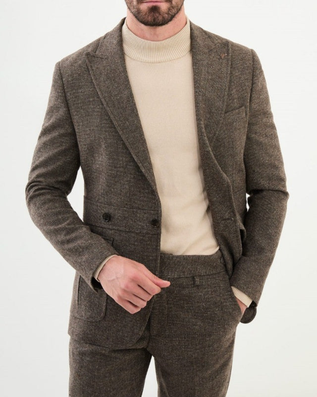 Generous Brown Peaked Lapel Appropriate Men's Suits For Autumn And Winter