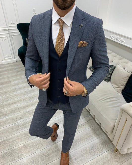 Chic Dark Gray Slim Fit Three Pieces Notch Lapel Prom Men Suits