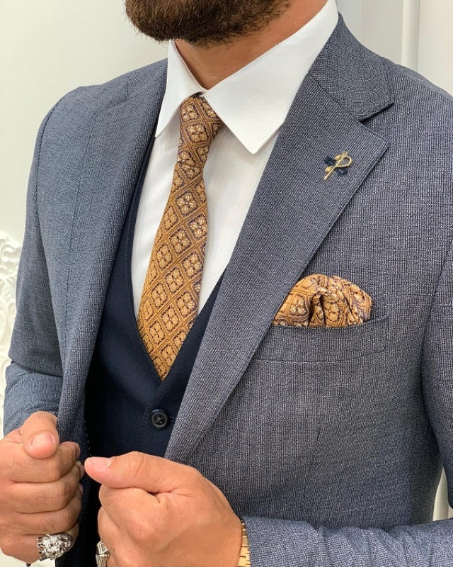 Chic Dark Gray Slim Fit Three Pieces Notch Lapel Prom Men Suits